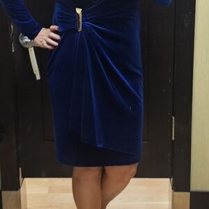 Elegant Blue Velvet Dress
